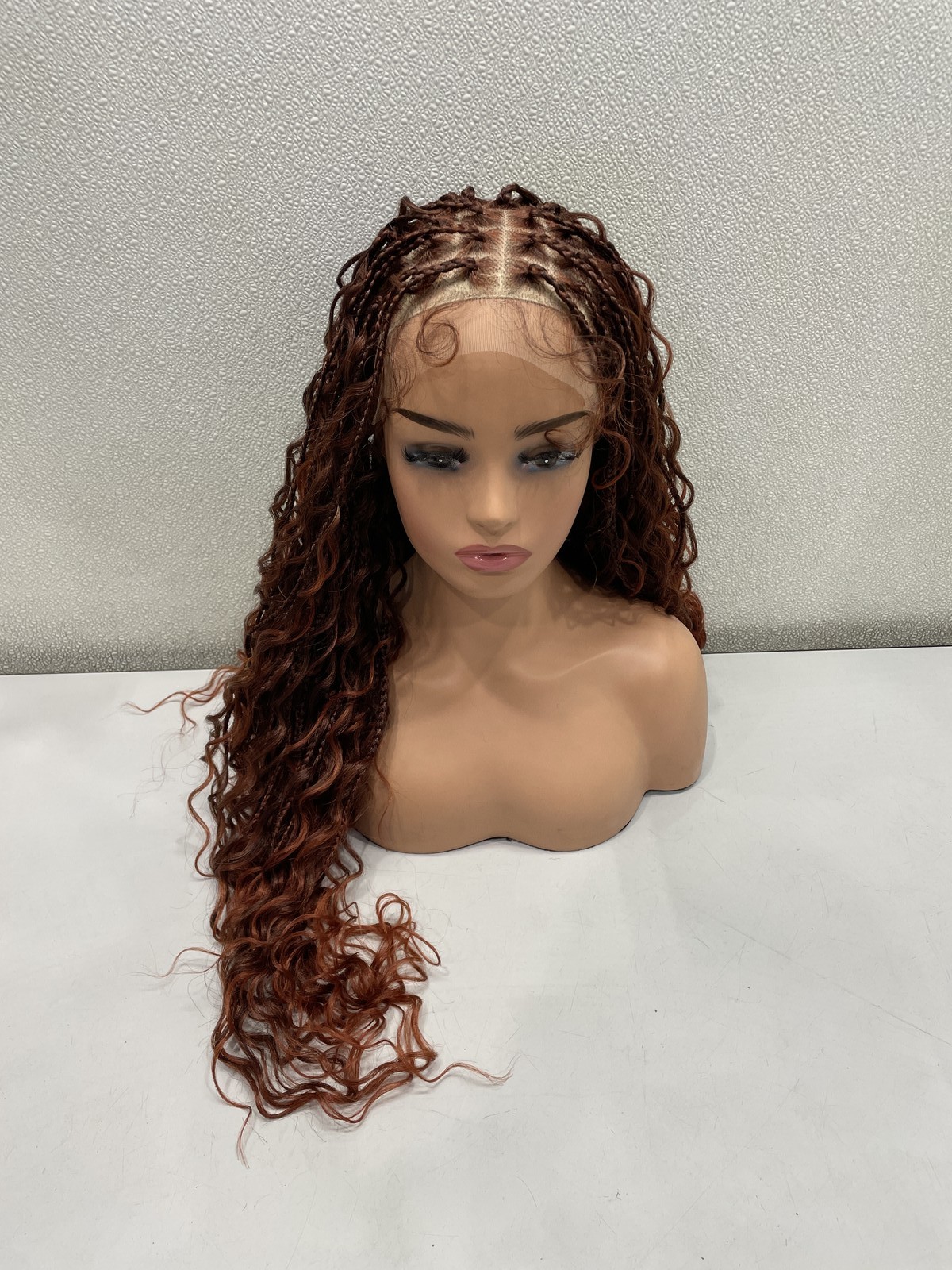 Frodio 30″ Full Lace Boho Braids Synthetic Hair Wig, Copper Orange