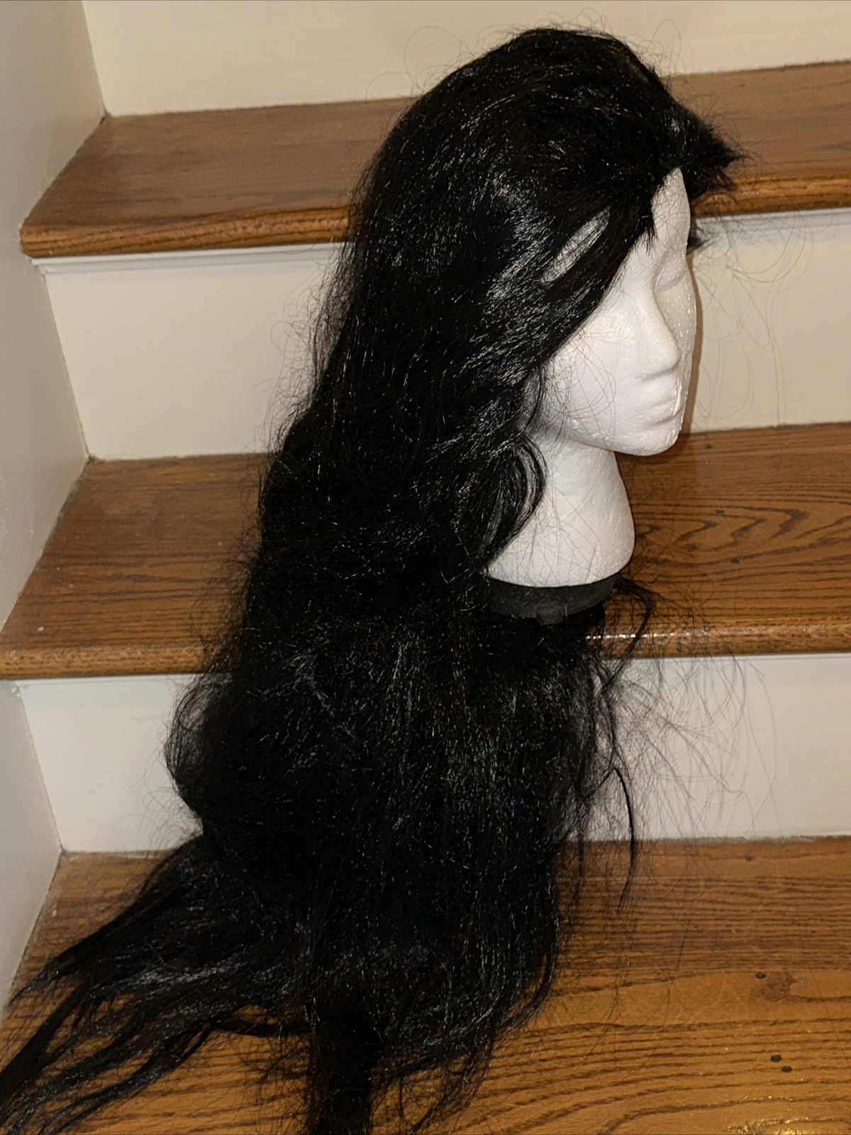 El Vira Gothic Witch Long Black Wig Hair with Net One Size Fits Most 💗234