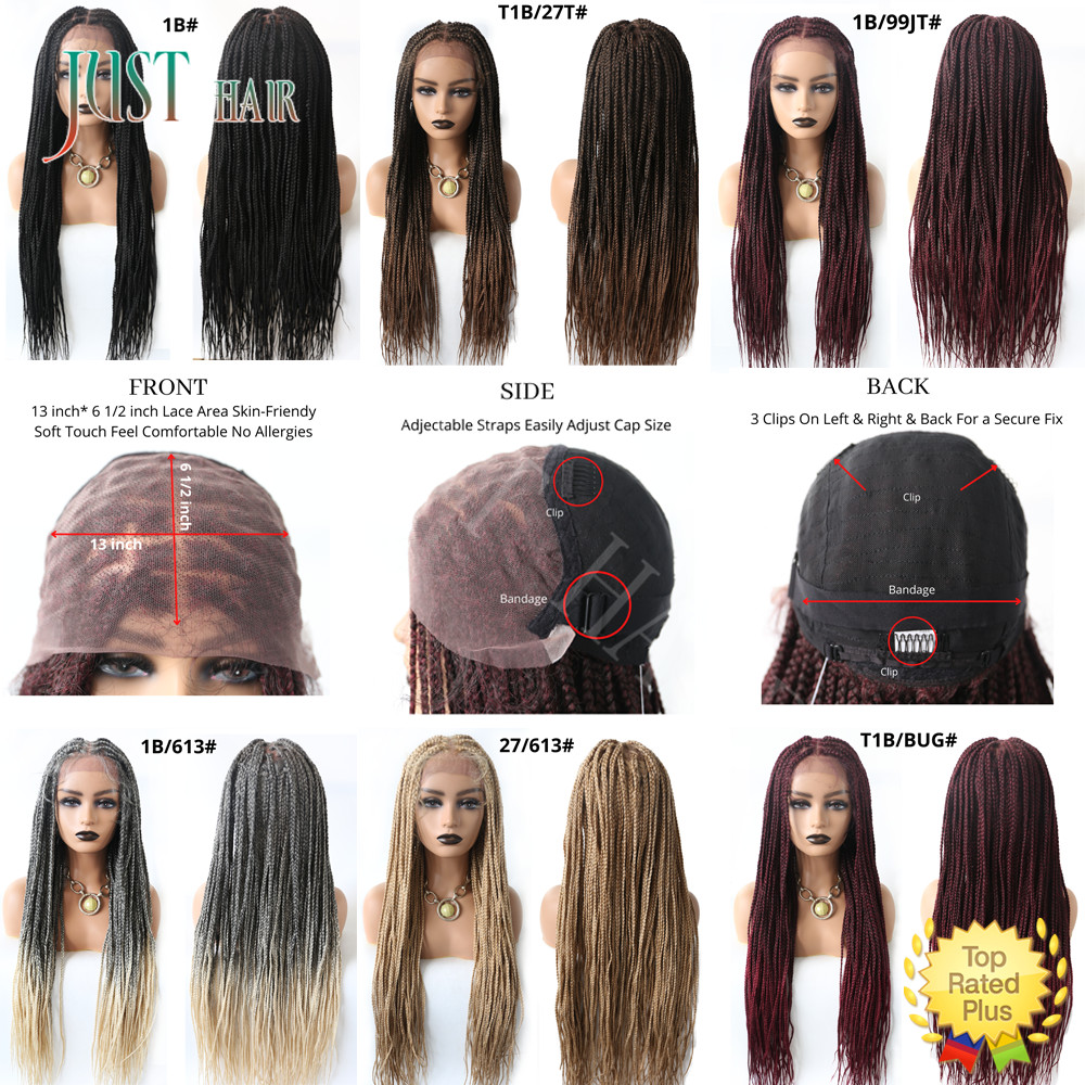 Box Braided Swiss Lace Front Wigs Cornrow Kanekalon Fiber Micro Twist Baby Hair