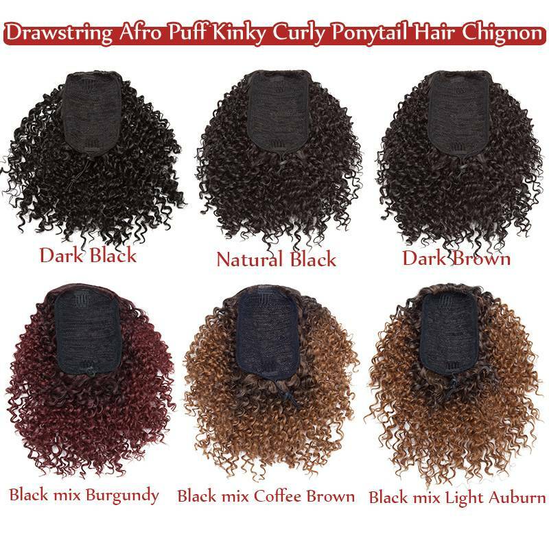 Extra Thick Curly Wavy Bun Drawstring Ponytail Hair Piece Extension Black Brown