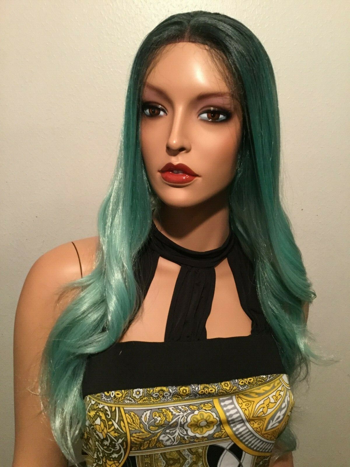 NWT Laflare Ombre Mint Green and Black Lace Front Wig 100% Kankalon