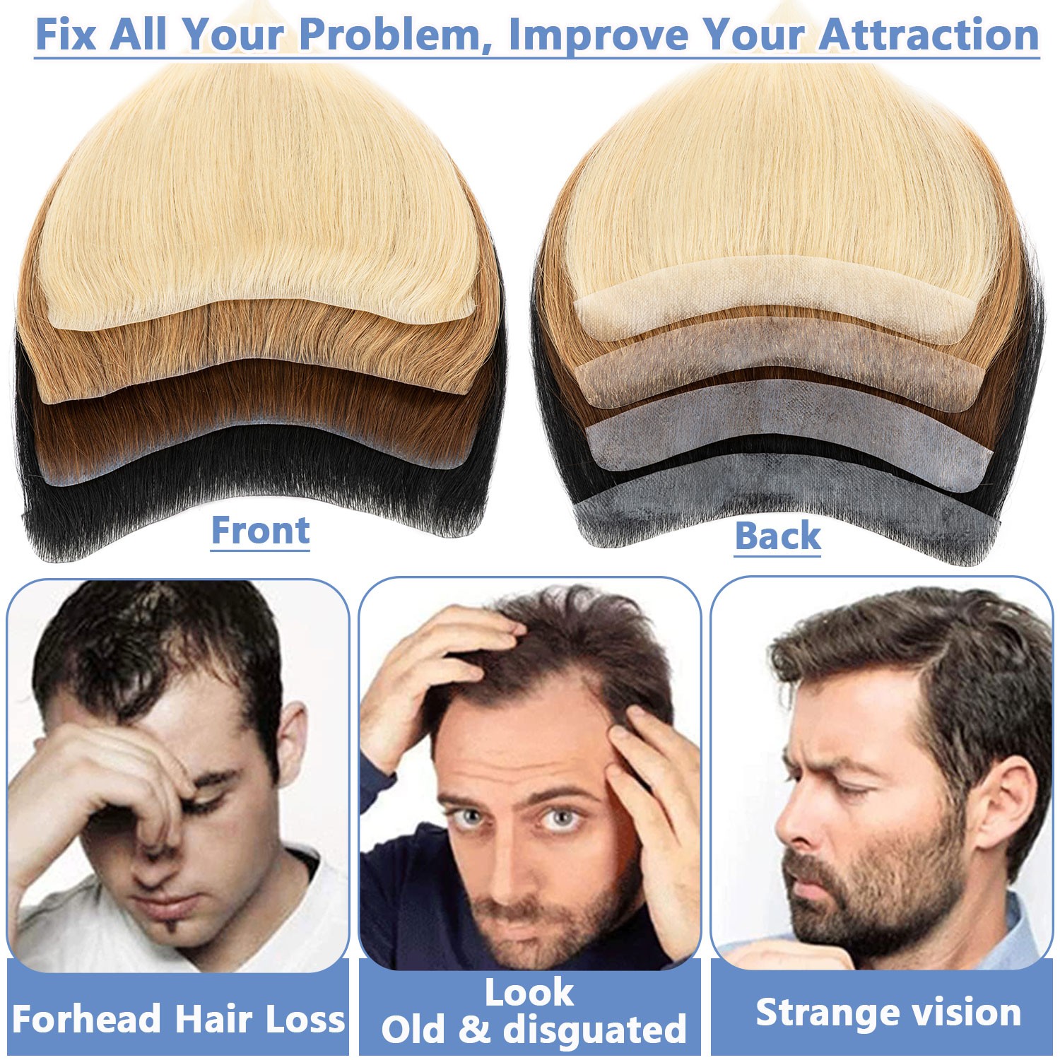 100% Human Hair Replacement System Thin PU Skin Toupee Wig Hairpiece Women Men M
