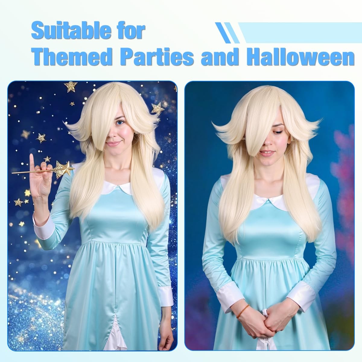 Long Wavy Blonde Princess Cosplay Wig for Women Halloween Party Costume (Big …