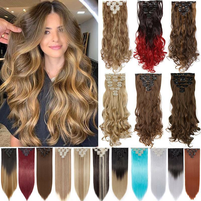100% Real Natural Hair Clip in HAIR EXTENTIONS 18 Clips Human HAIR US Sale Piece