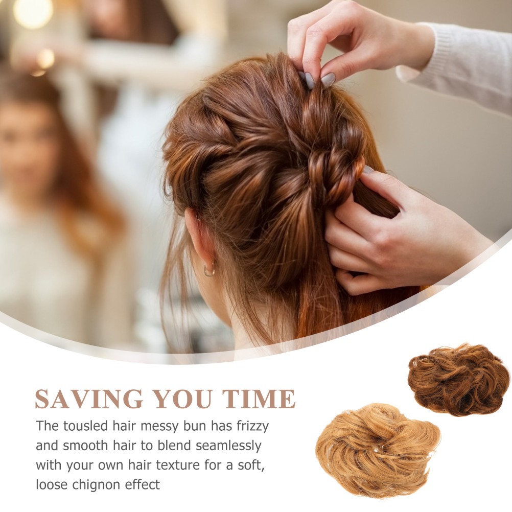 2 Pcs Hair Bun Ropes Curly Hair Simulation Human Hair Piece for Hair Styling