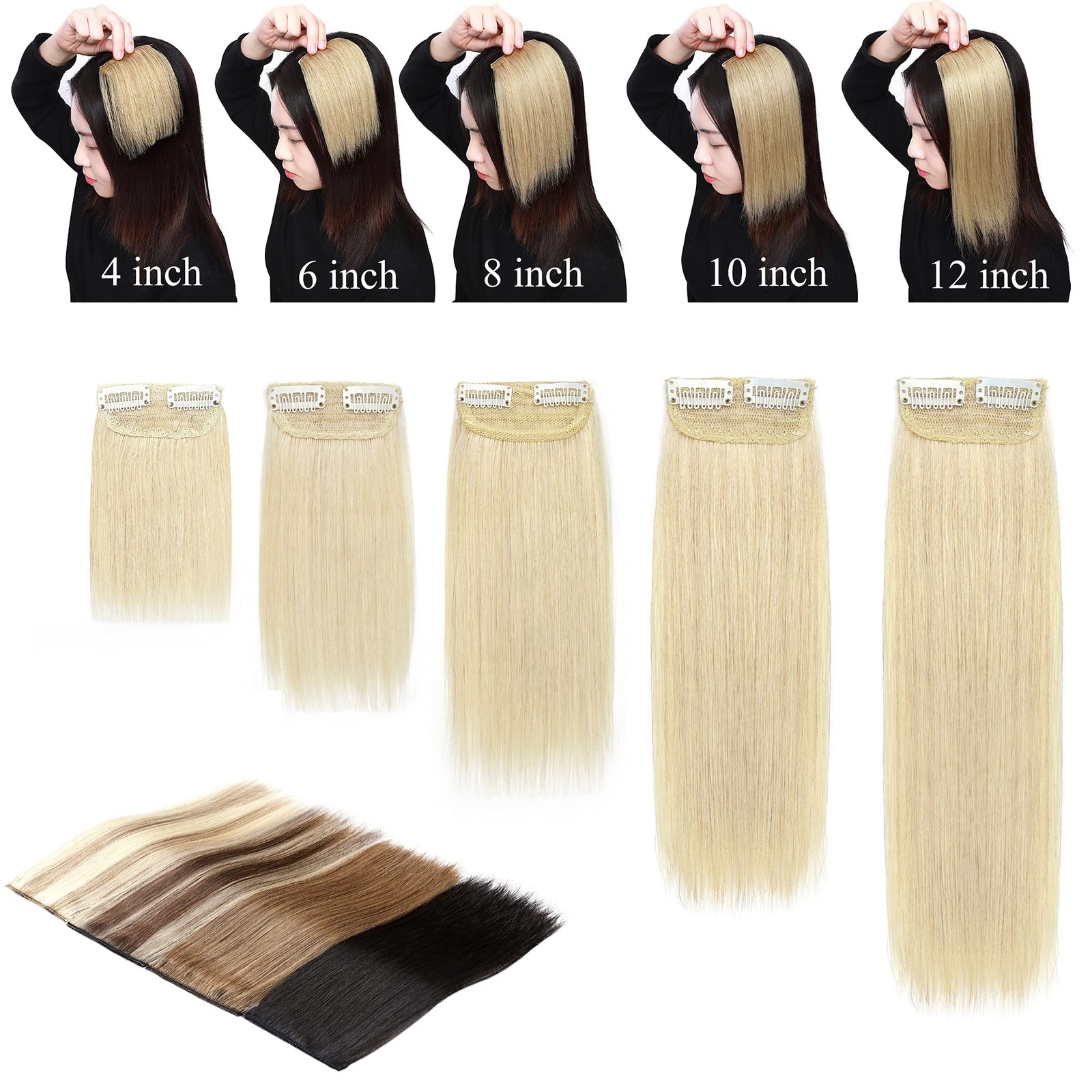 2 Pcs Short Hair Extensions Clip in Human Hair 6 Inch 20g Hairpiece Human Hai…