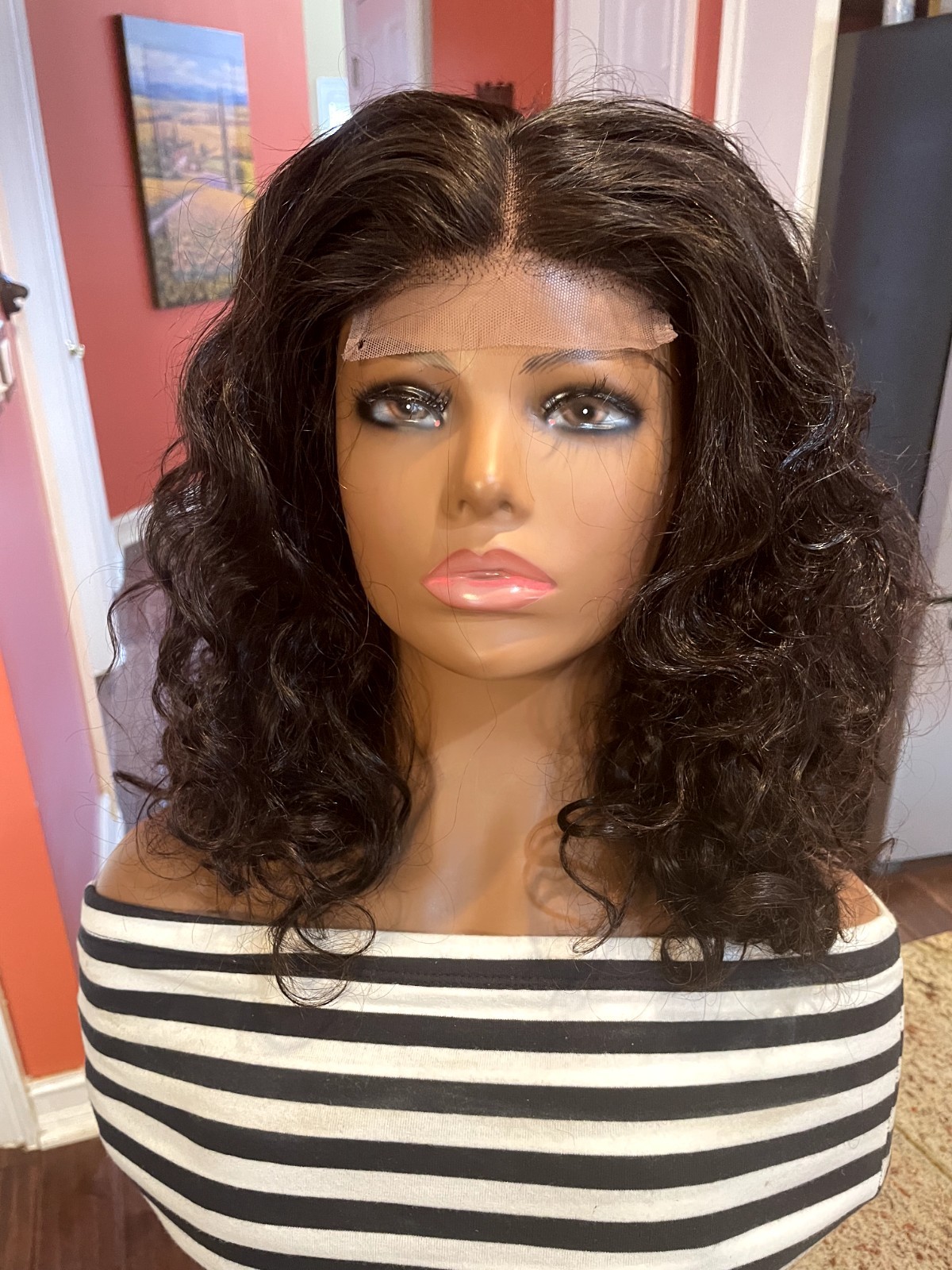 Cambodian Loose Wave Hair Glueless 14″ Wig 250% Density, Authentic