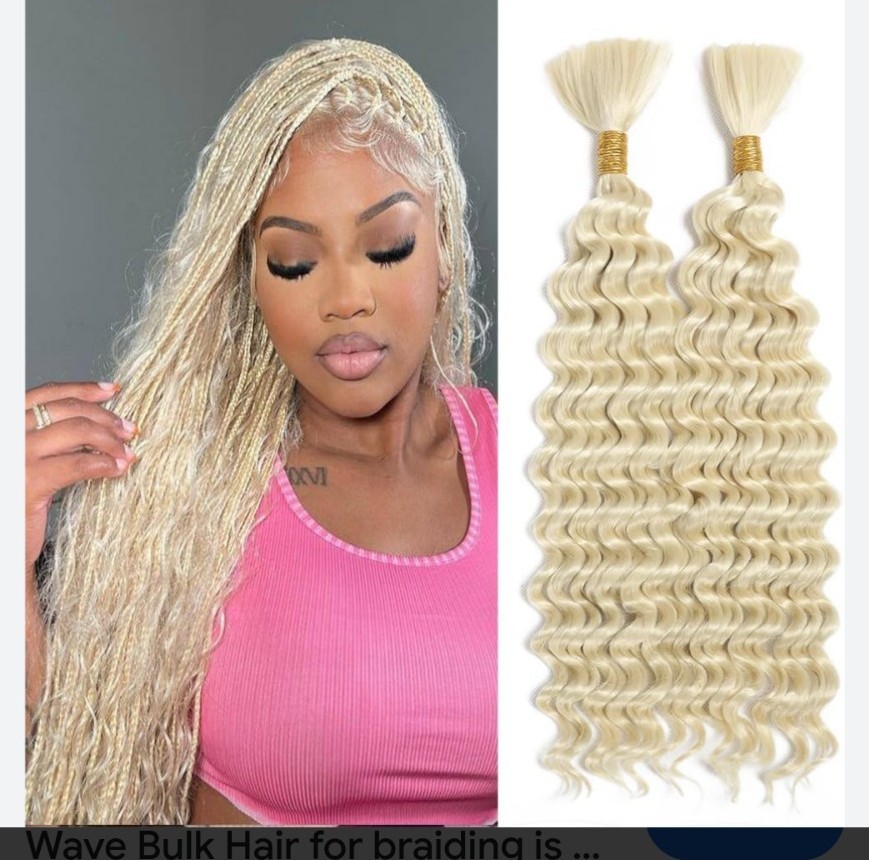 Boho Style Deep Curl Bulk Hair 20″ #613 Platinum Blonde Box Braids Crochet Synth