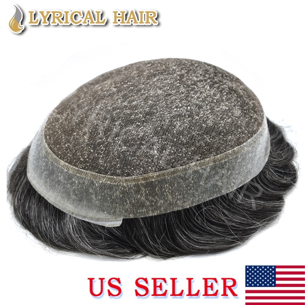Lyrical Hair Mens Toupee French Lace&Thin Skin PU Human Hair System Hairpiece