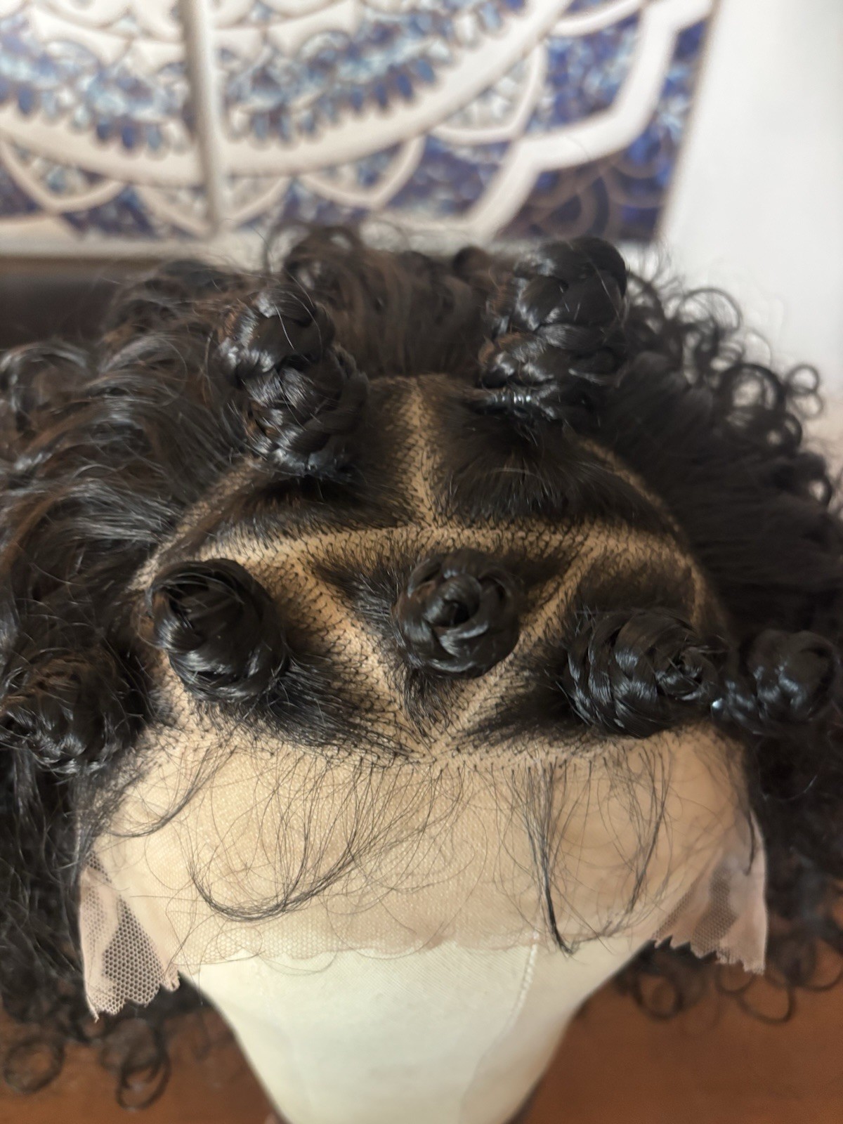 Lave Front Curly Synthetic Breaded Stylish Dark Brunette Bob Wig