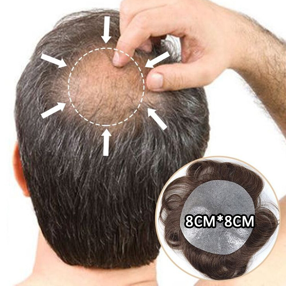Bald Spot Hair Patch Toupee for Men Full PU Skin Base Cover-up Hair Patche Piece