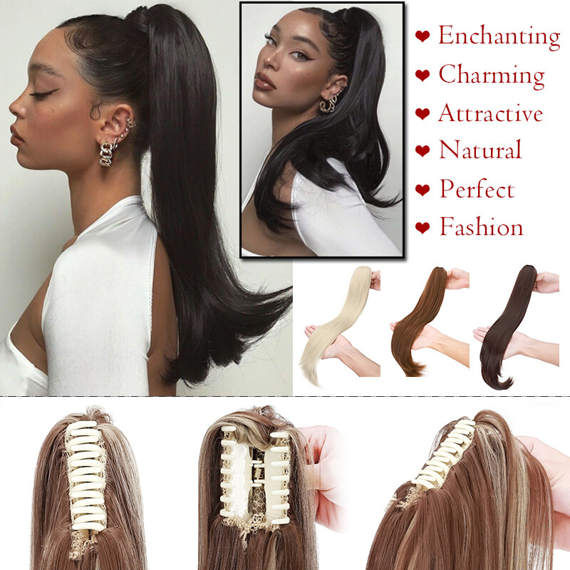 Ponytail Claw on Clip in Hair Extension Synthetic Hairpiece As Human Hair Curly