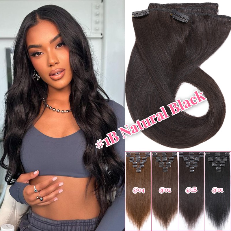 Clip In Russian Remi Human Hair Extensions 100% Real Remy Hair 8PCS Full Head