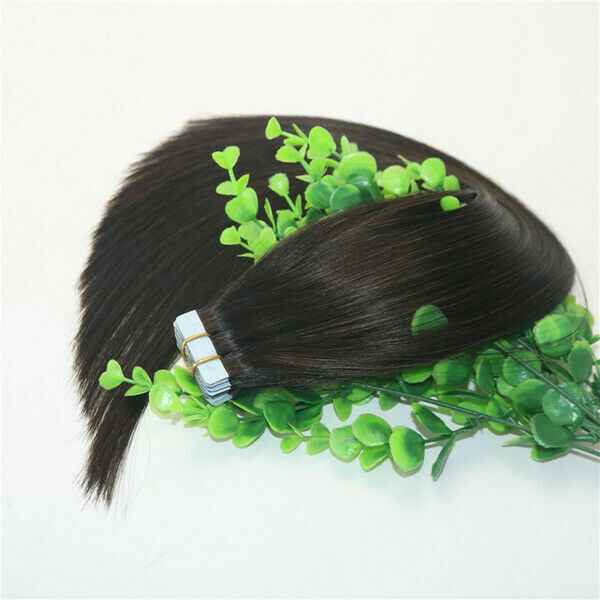 12AA RUSSIAN TAPE IN HAIR Extensions 1b# NATURAL COLOUR 40Pcs 100g STRAIGHT