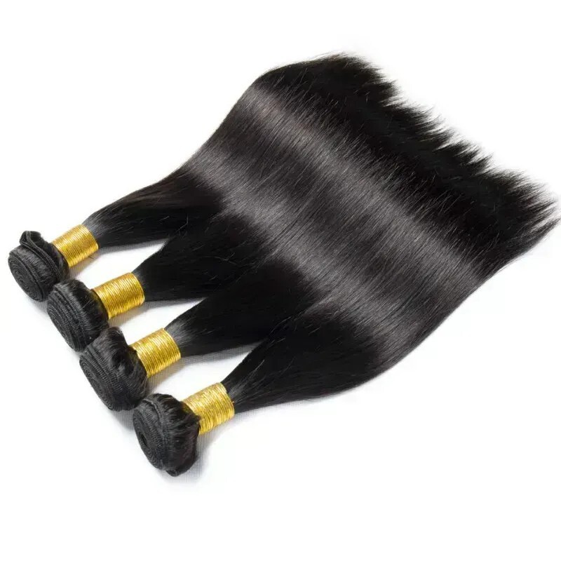 4 bundles female chemical fiber Straight hair, black synthetic heat resistant