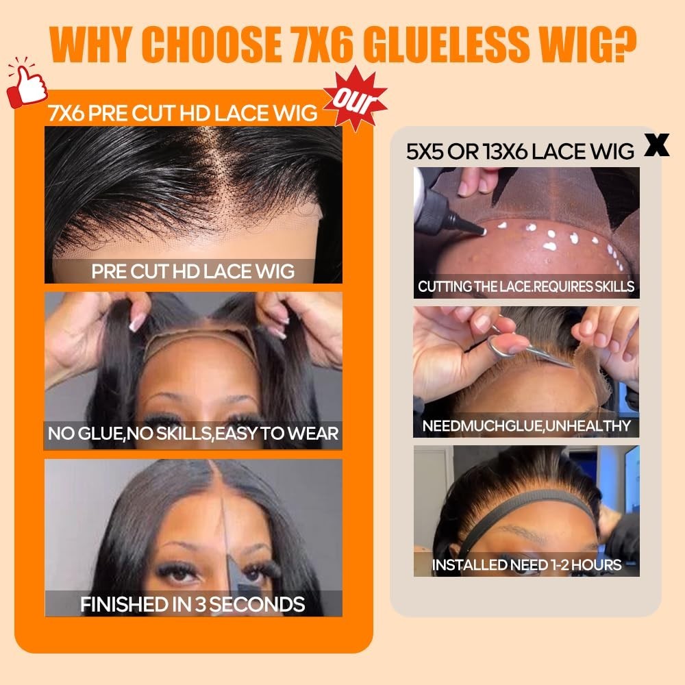 26 Inch Body Wave Lace Front Wig – 7×6 HD Glueless Human Hair, Pre Plucked, 200%