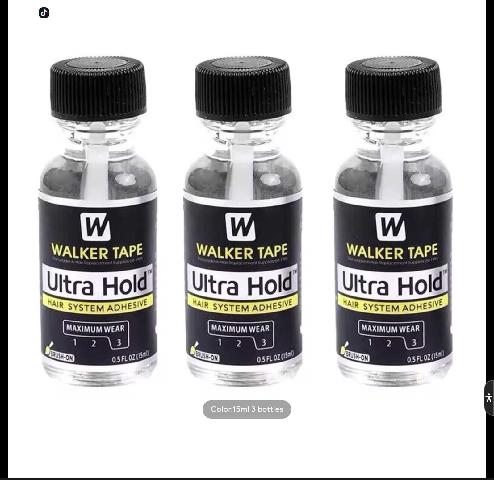 Walker Tape Ultra Hold Hair System Adhesive Maximum 0.5oz Bottles | 3pcs | 15ml
