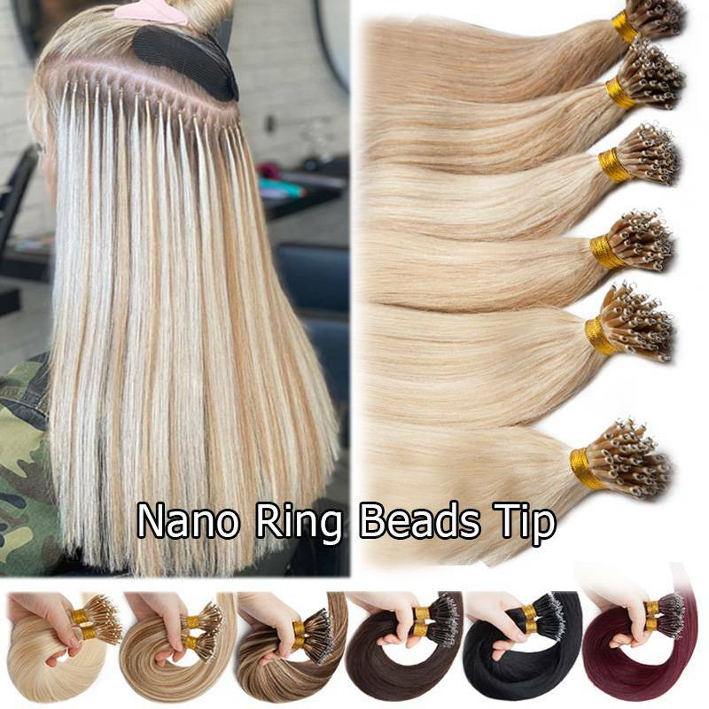 NANO RING BEANS 150G Real Remy Human Hair Extensions Thick Full Head Loop Tip US