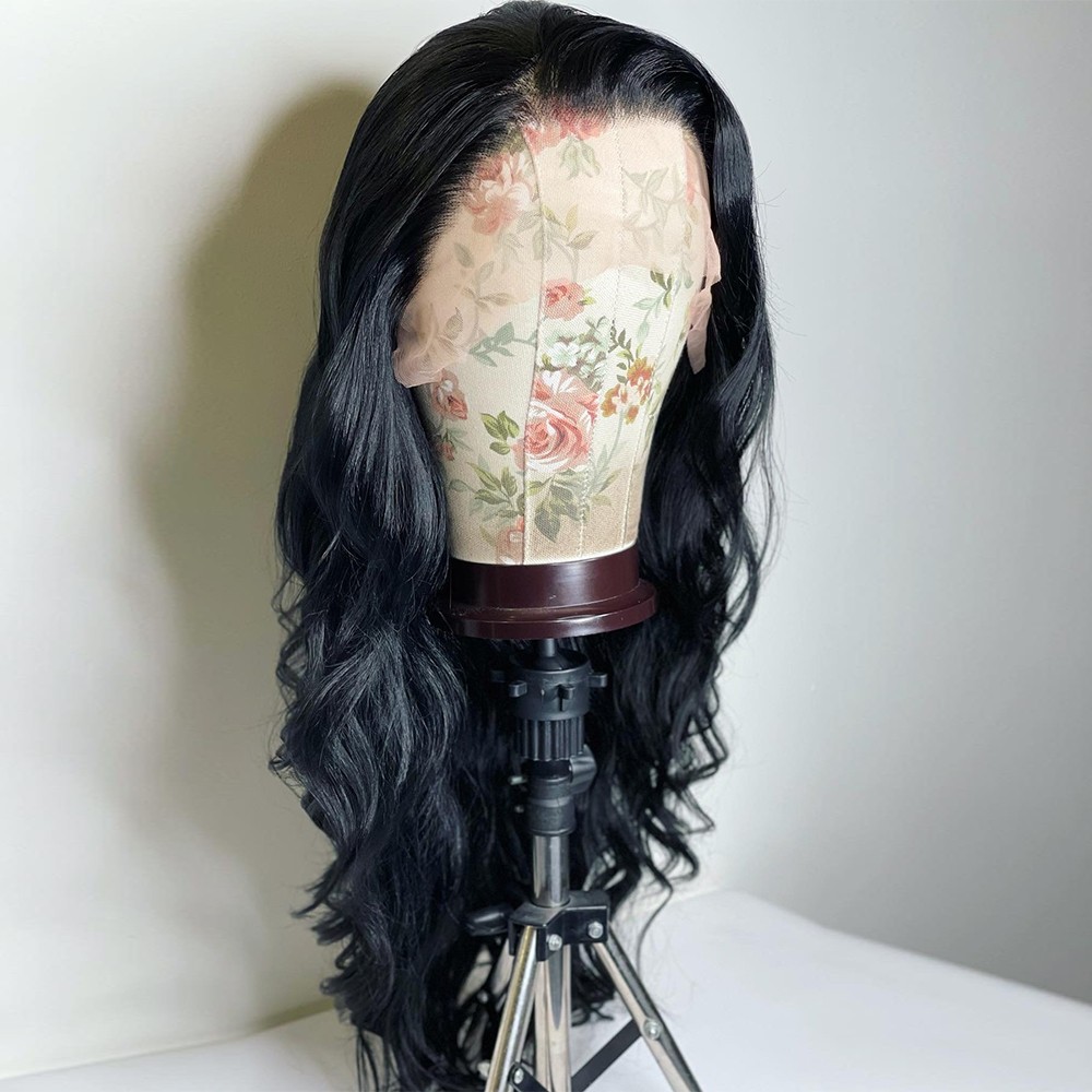 Long Wavy Women Lace Front Wigs Natural Off black Heat Resistant Synthetic Hair