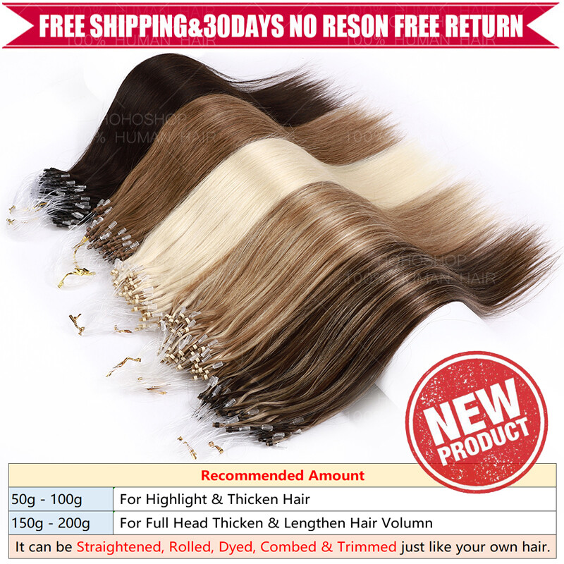 300S Micro Loop Ring Pre Bonded NANO I Tip 100% Remy Human Hair Extensions Ombre