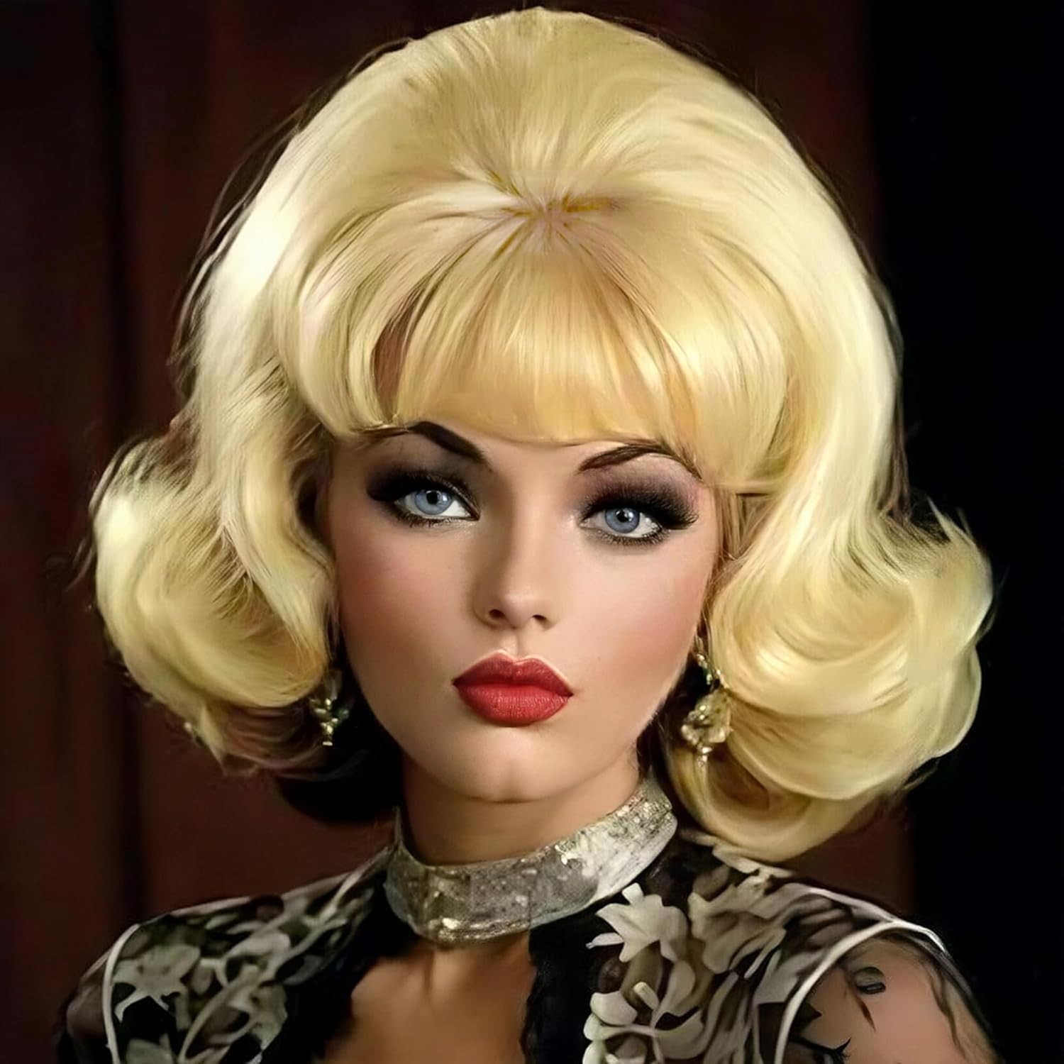 Blonde Vintage Curly Cosplay Wigs for Women Bouffant Beehive 50s 60s Retro Co…