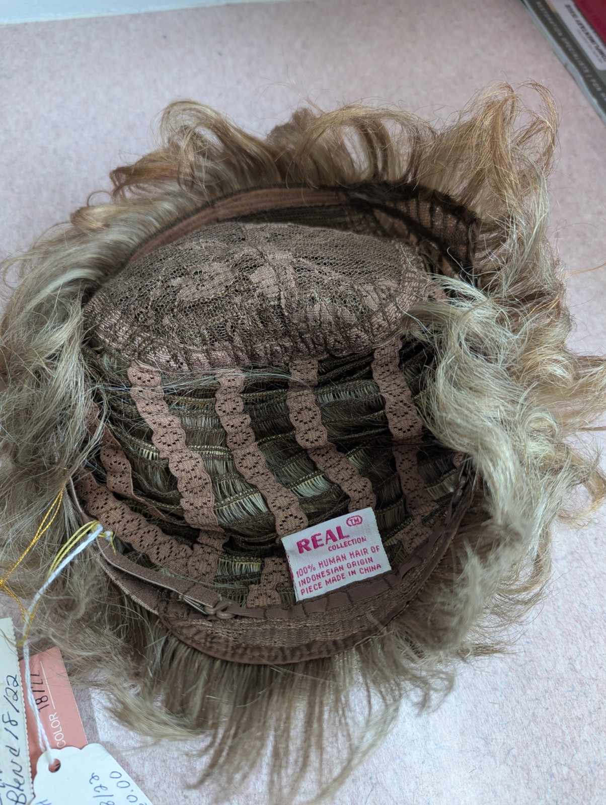 Human Hair Short Pixie Cut With Bangs Light Aurburn Mixed Blonde Wig