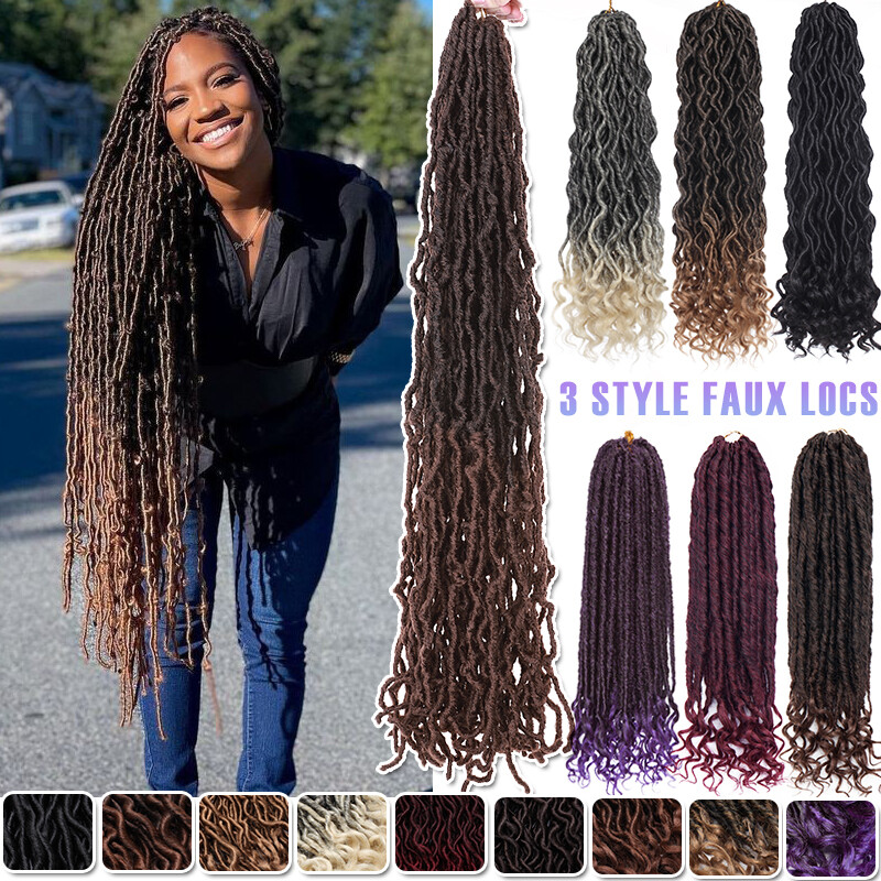 Soft Faux Locs 16-36″ 120 Strands Super Long Goddess Locs Crochet Hair Natural