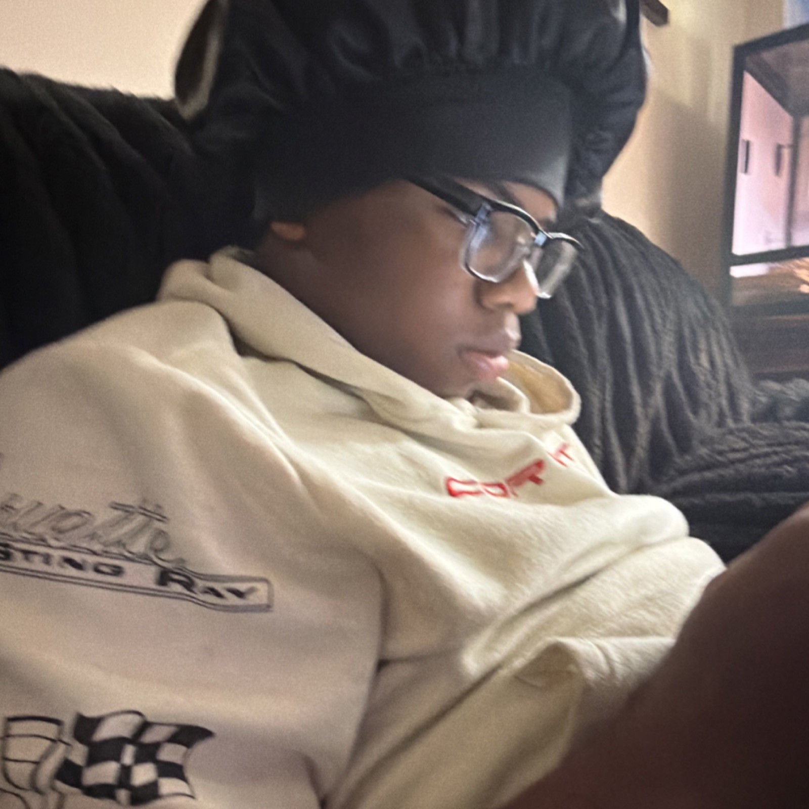 Black Satin Hair Bonnet Sleep Cap Unisex Adult Night Cap Head Cover