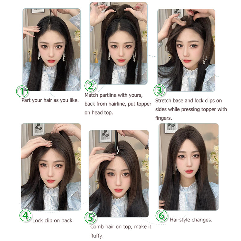 Free Part Clip In 100% Remy Human Hair Piece Top Topper Hand-Tied Lace Hairpiece