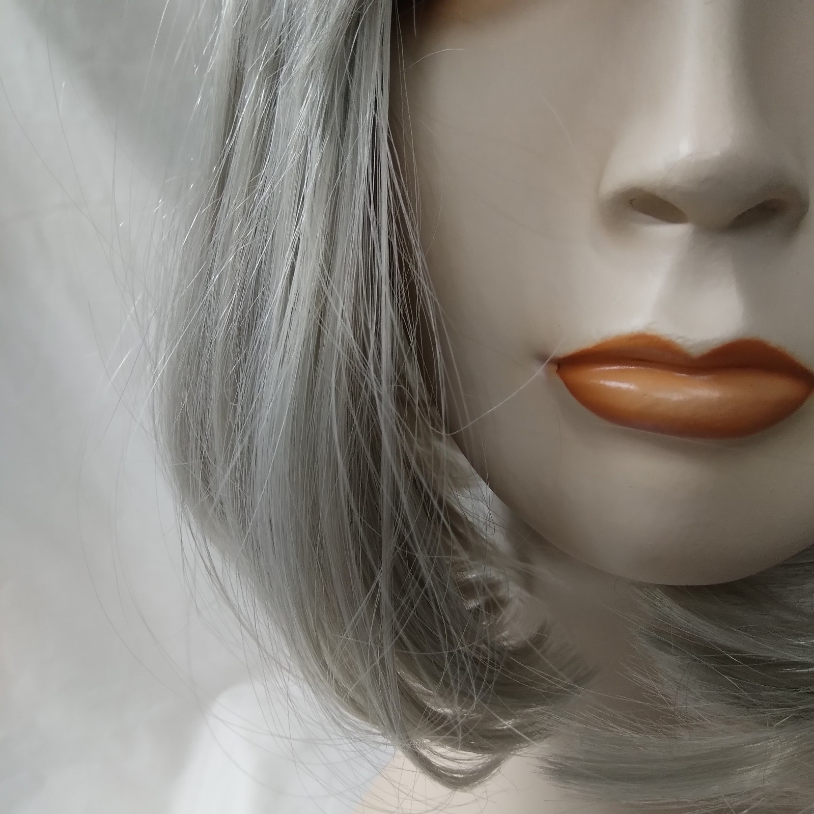 SW07 Gray Bob Wig Short 12″ women soft bangs easy to wear Colorful synthetic