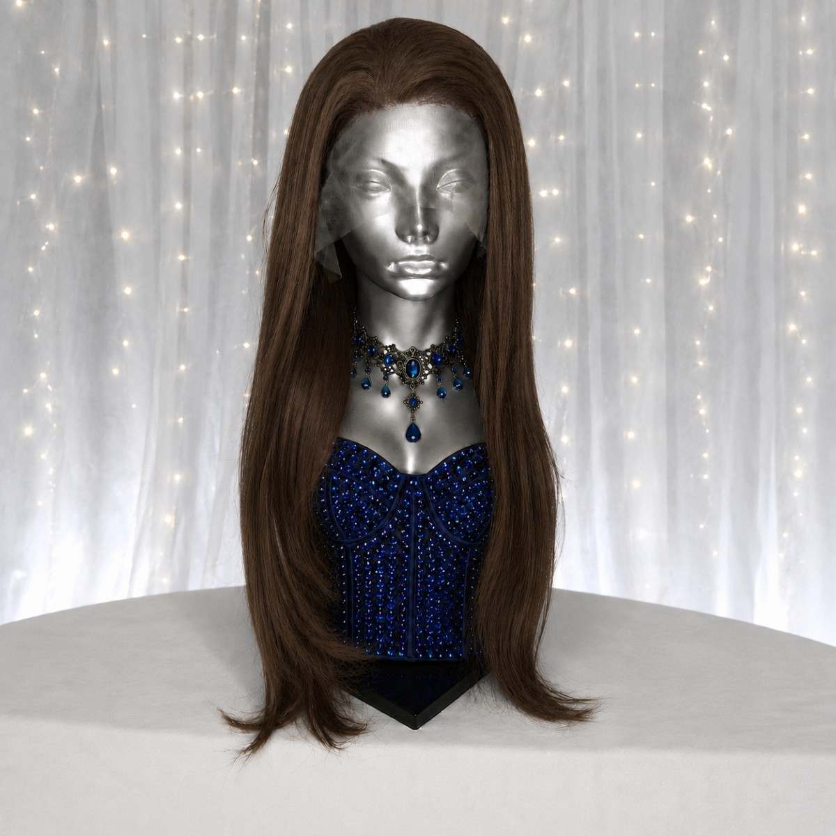 Brown Layered Soft Heat Resistant Synthetic Hair Long Straight Frontal Lace Wig