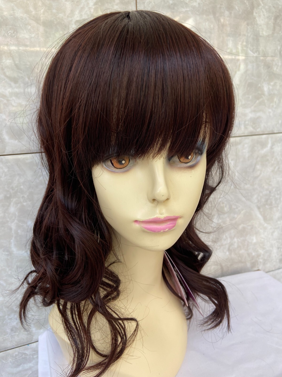 Long Wavy Dark Brown #2/33 Synthetic Hair With Bangs Women Soft Natural
