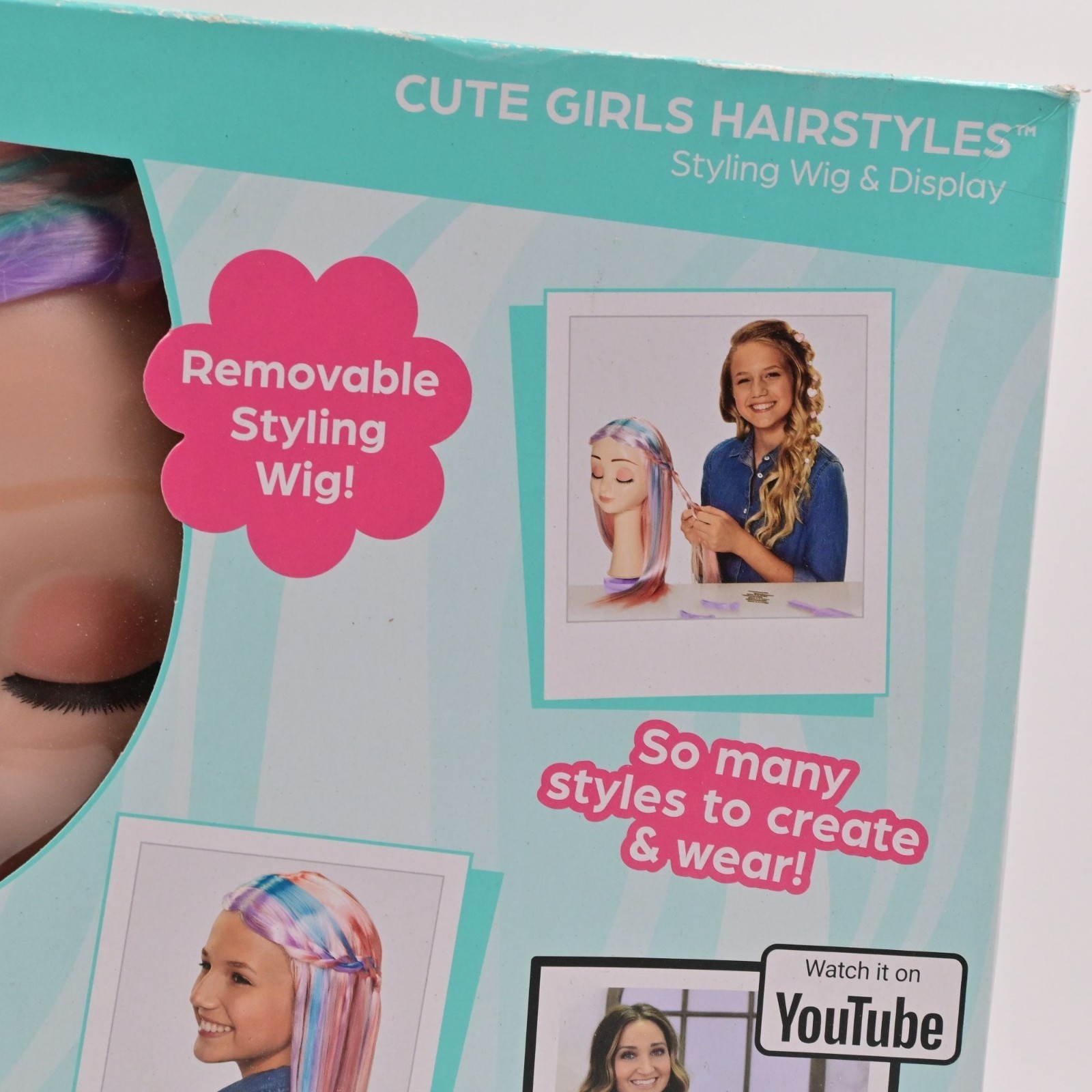 CGH Cute Girls Hairstyles Wig with Styling Head – Straight Multi-Color Hair