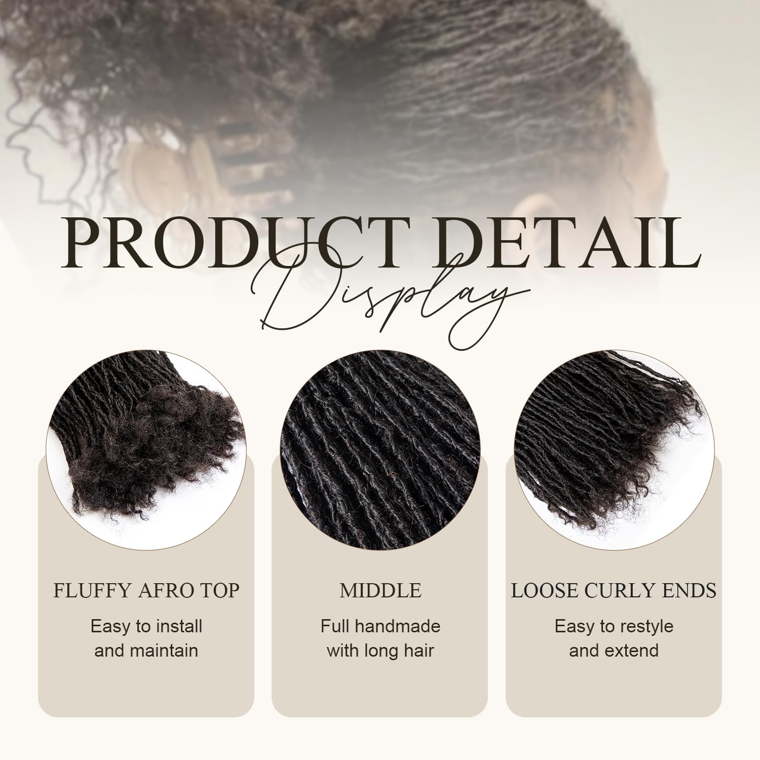 DAIXI Handmade Interlocking Sisterlocks Curly Tip Human Hair Micro Locs