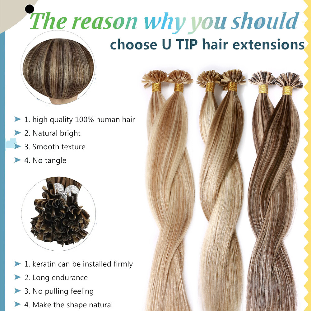 200G 200S Fusion Pre Bonded Keratin Nail U Tip Remy Human Hair Extensions THICK