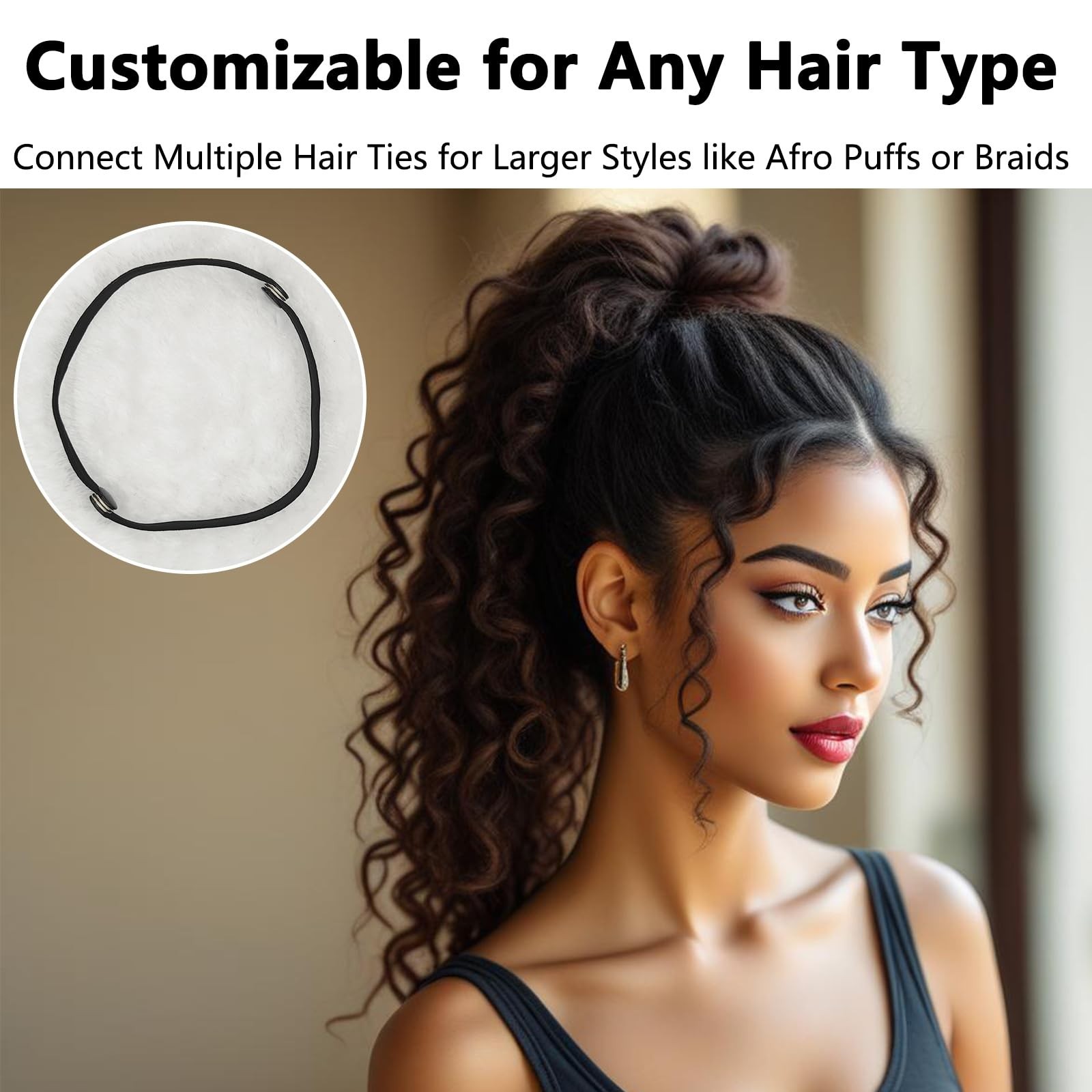 10Pcs Wrap Around Hair Tie Snap Ties for Thick Curly Hair Adjustable Snappy B…