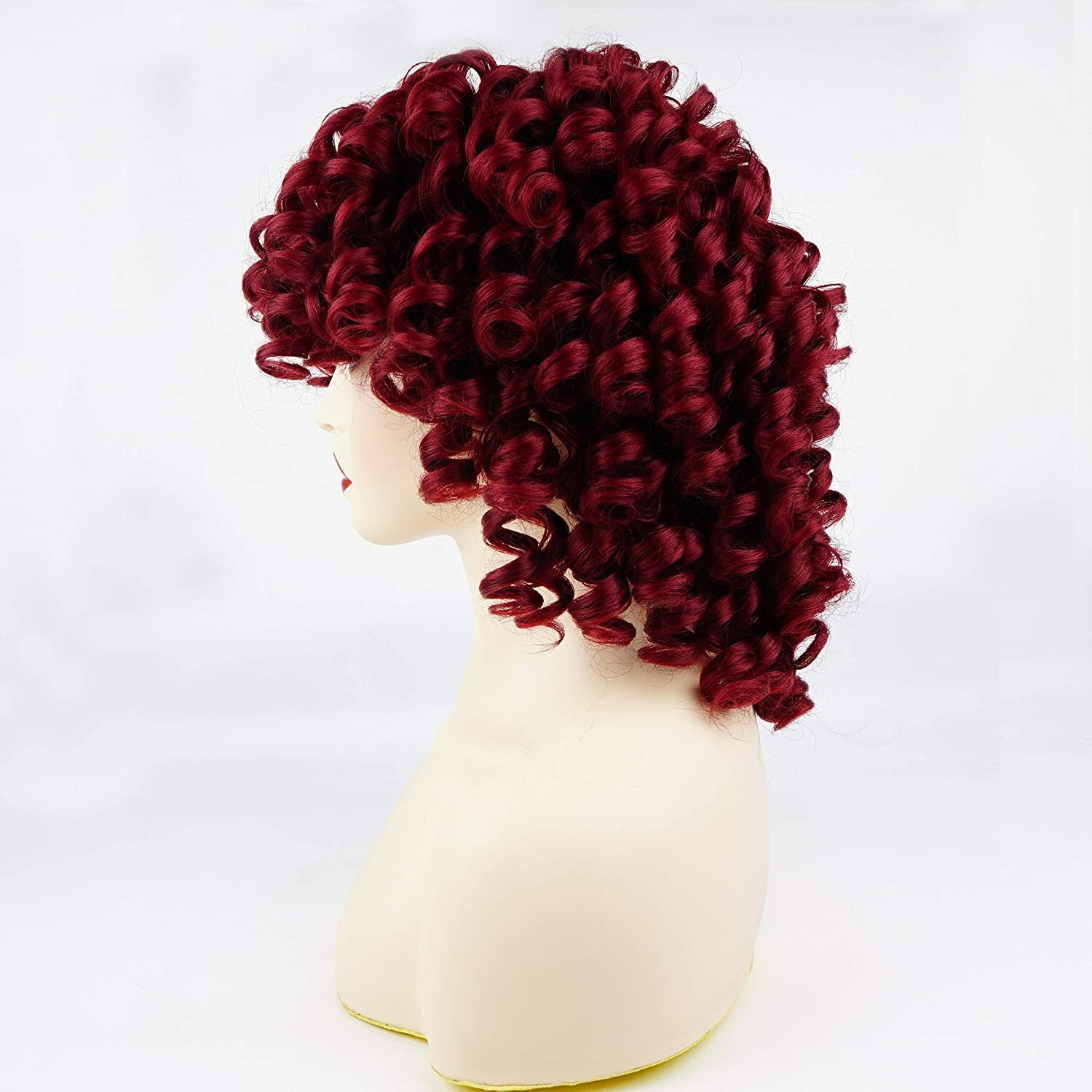 Short Bouncy Curly Burgundy Red Wig With Bangs Natural Fashion 99j Red Curly Wig