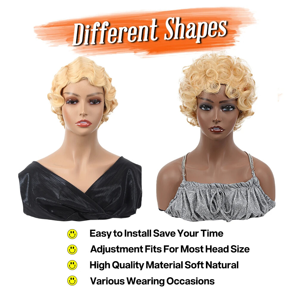 Retro Vintage Finger Wave Wigs for Lady Women Mommy 1920’s Party Wig Cosplay Wig