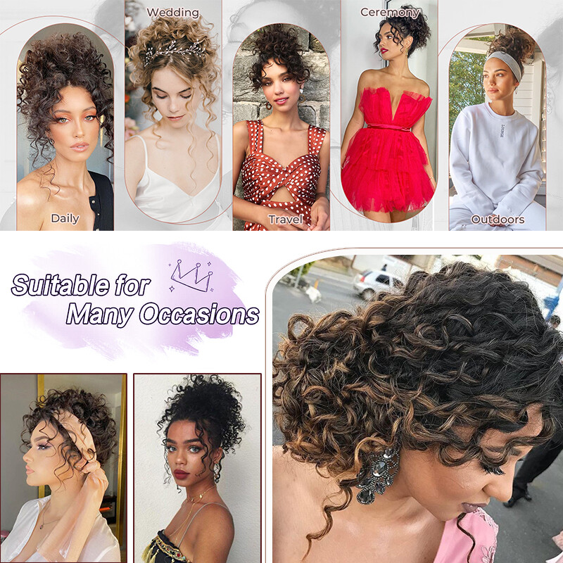 Drawstring Kinky Curly Afro Bun Clip In Puff Pony Tail Hair Extension Wedding US