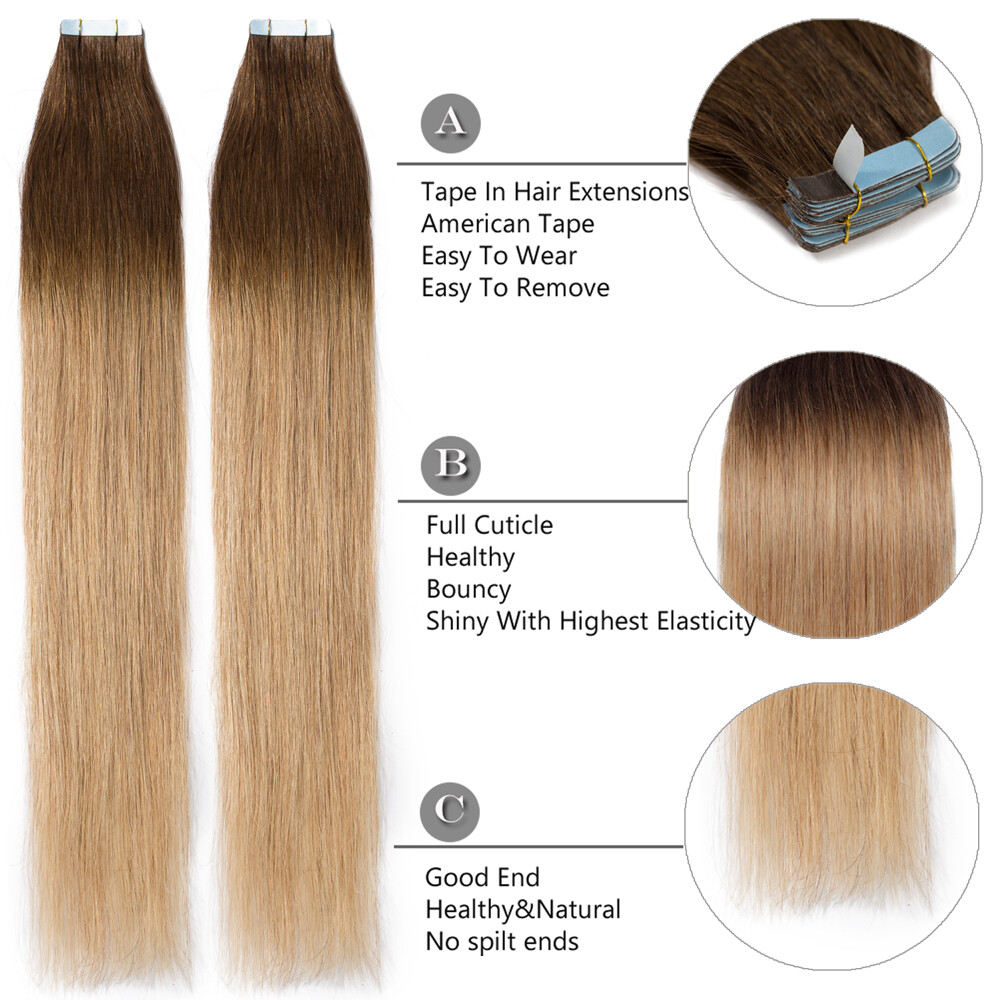 10PCS 20PCS Tape In Extensions 100% Real Remy Human Hair Skin Weft Invisible US