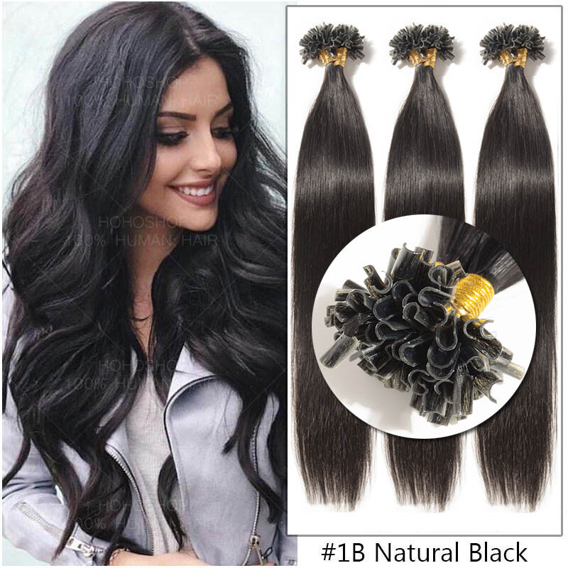 100% Remy Human Hair Extensions Nail U Tip Pre Bonded Keratin 1G 20″22″24″ Ombre