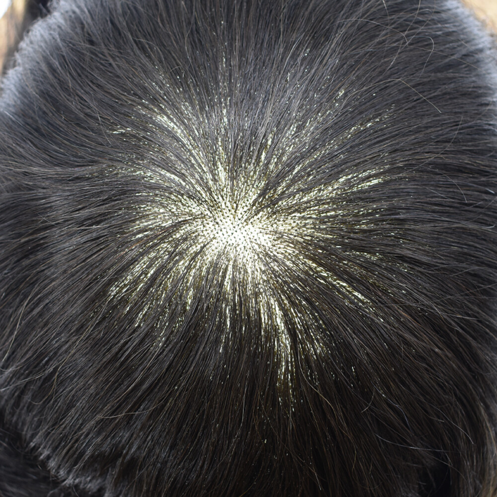 Toupee for Men Hairpiece Fine Mono Hair System Replacement Poly Skin Mens Wigs
