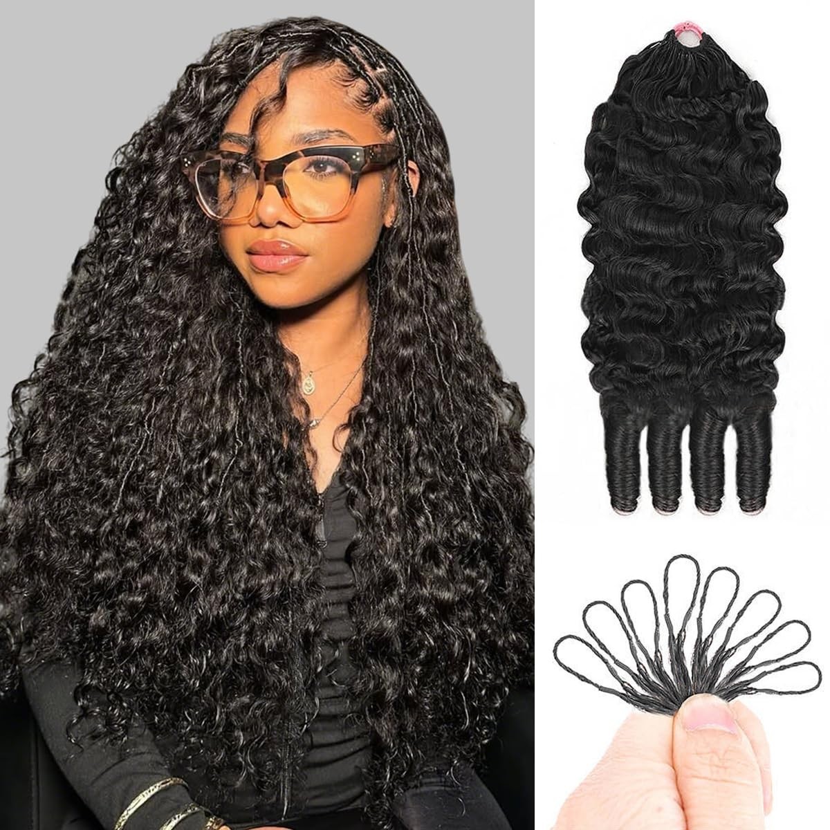 Curly Crochet Hair 120g 22″ Knotless Pre-Separated Bundles for Black Women – Reu