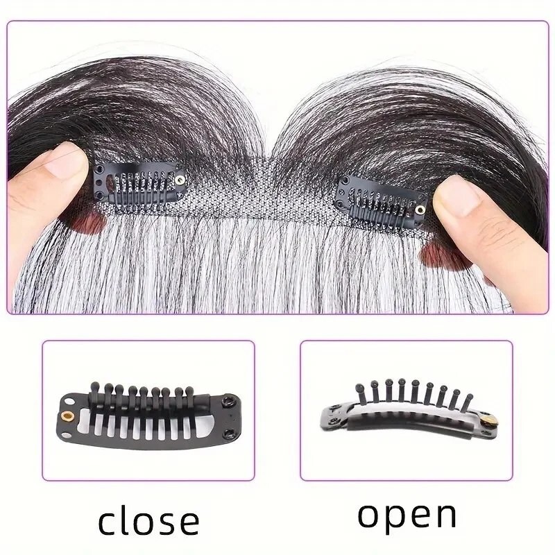 100% Real Human Hair Straight Hair Full Hand Crochet Bangs Wig Universal