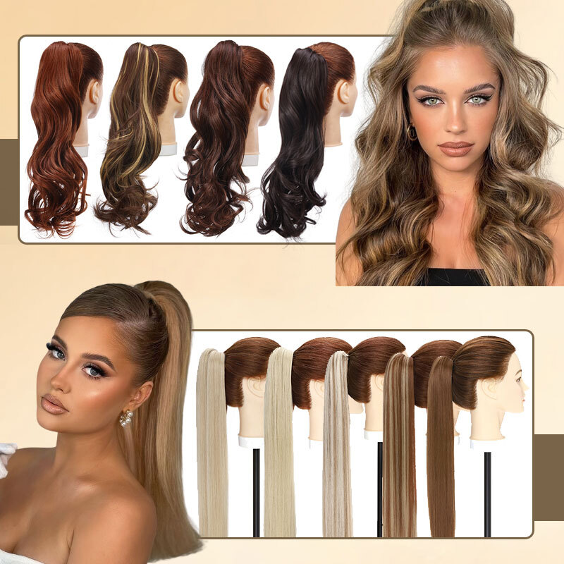 Real Thick Clip In Pony Tail Hair Extensions Claw Clip On Ponytail As Human US