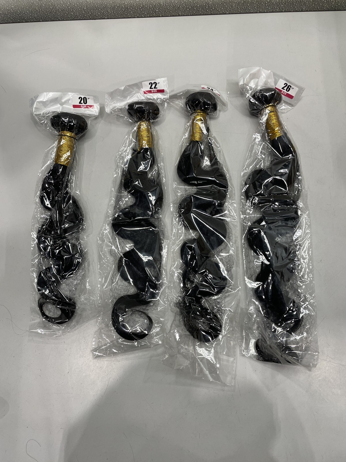 Natural Black Body Wave Human Hair Extensions 4 Bundles 20″ 22″ 24″ 26″