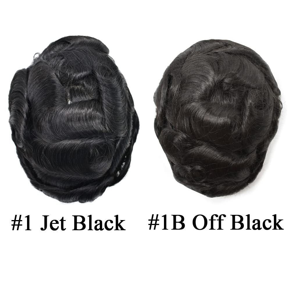 Men Toupee Human Hair piece Durable Thin Skin PU Wig Replacement System PAPY-J
