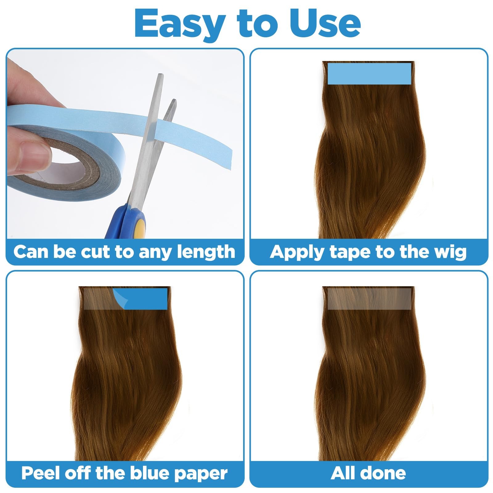 4 Rolls Lace Wig Tape, Double Sided Hair Tape for Wigs, Waterproof Lace Front…