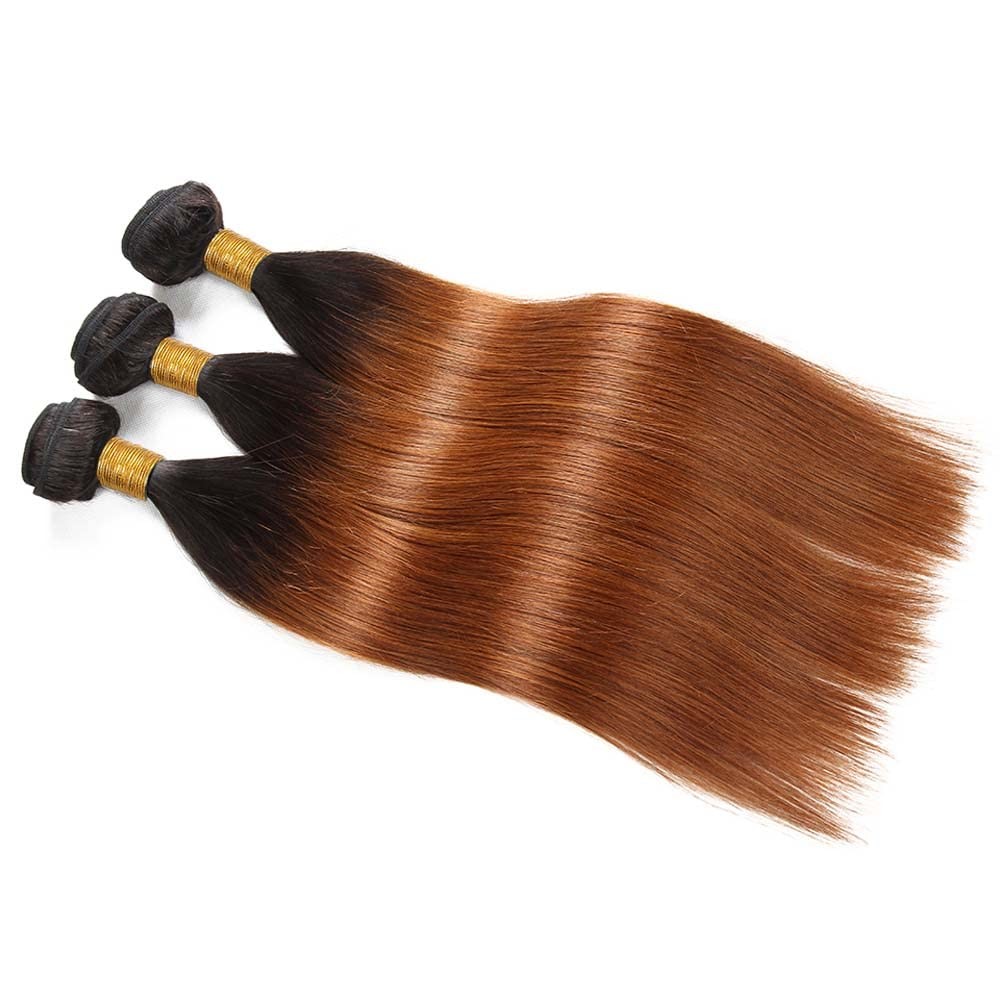 Ombre Brown Human Hair Bundles 1B30 Brown Straight Bundles Ombre Brazilian Bu…
