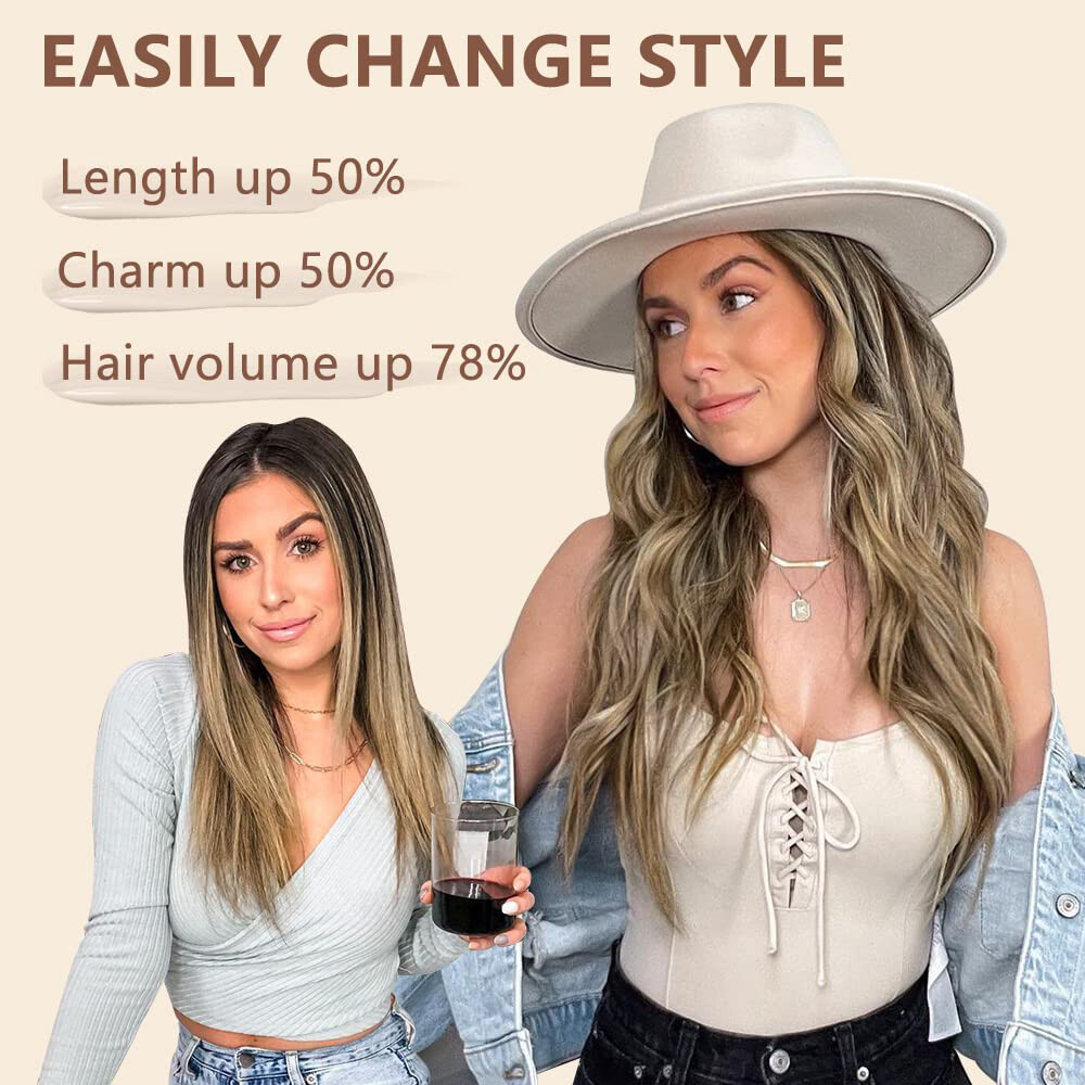 100% THICK 4PCS Clip in Hair Extensions Long Wavy Hair Extensions 22″ Hairpiece